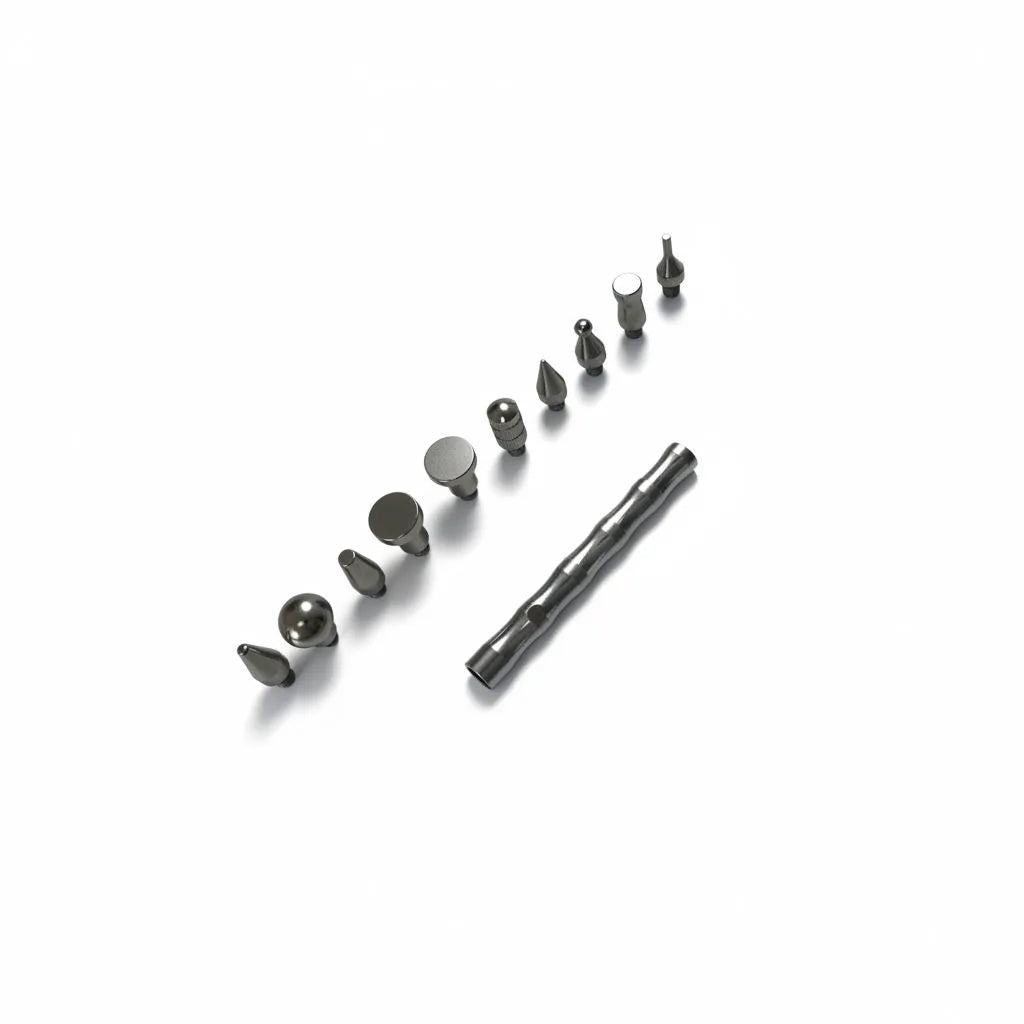 11-Piece Dent Repair Knockdown Pen | Lightweight Aluminum Body | 5/16 & M8 Interchangeable Stainless Steel Tips - Auto Equipment International