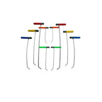 10-piece set of sharp tip single bend left and right steel tools by Auto Equipment International on a white background.