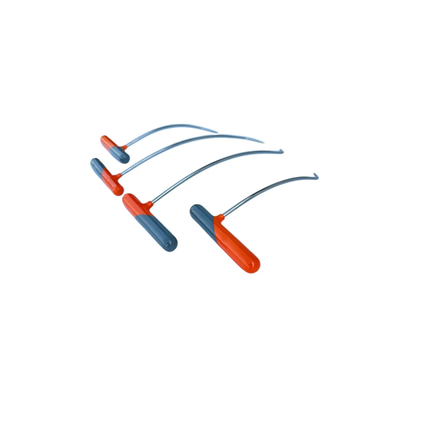 4-piece steel PDR tools set with sharp tips and rainbow bend for efficient paintless dent repair by Auto Equipment International.