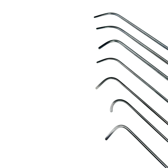 7-Piece 360° Rotating Professional PDR Rod Set – White Steel Paintless Dent Repair Tools - Auto Equipment International