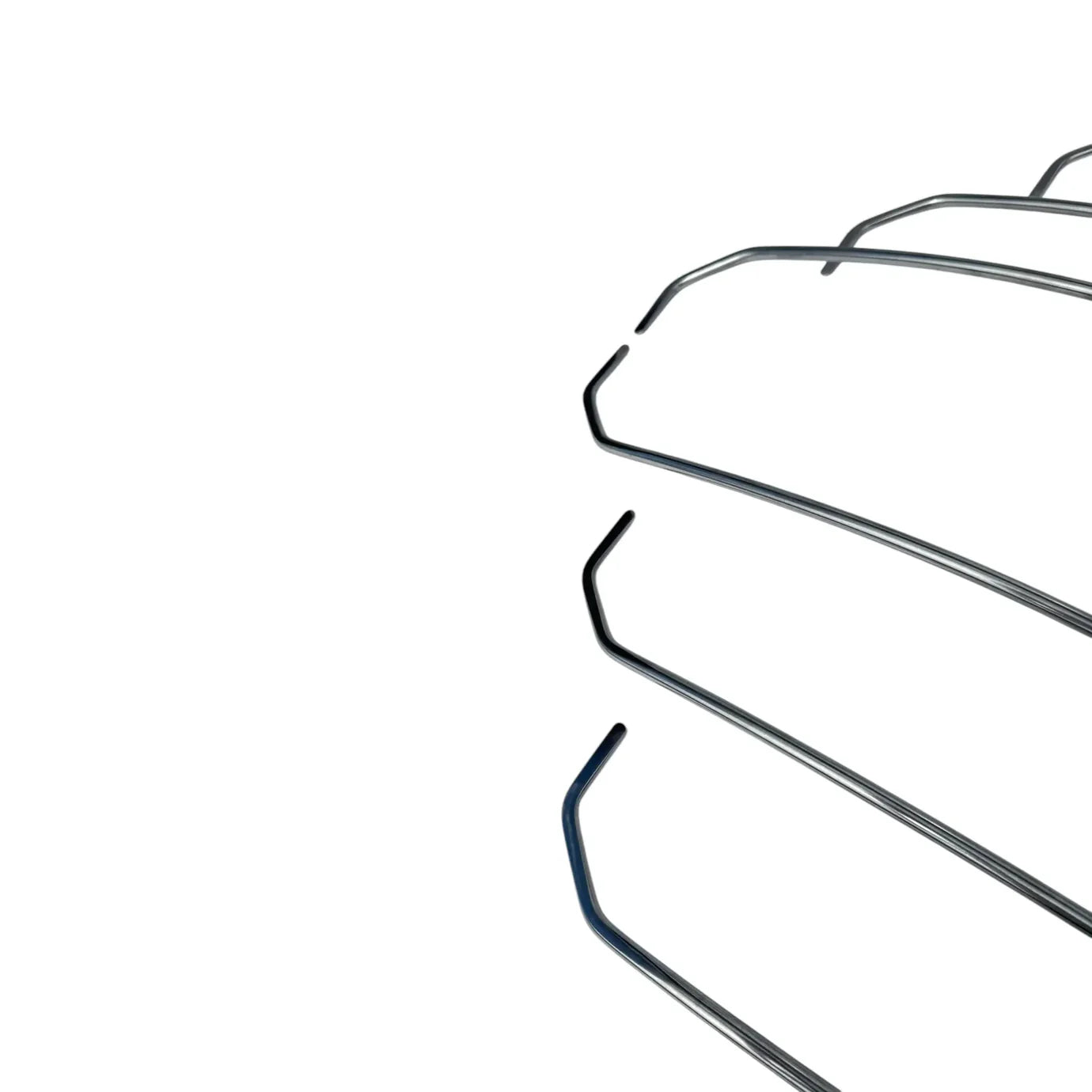 6-piece round tip double bend steel PDR tools for paintless dent repair by Auto Equipment International, showcasing various rods.