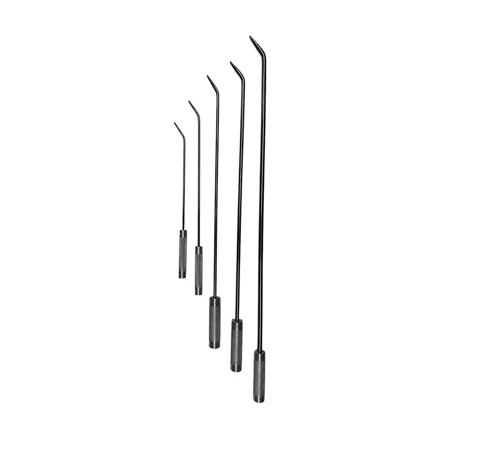 Aluminum handle steel dent rod set by Auto Equipment International, showcasing various rods for auto body repair.