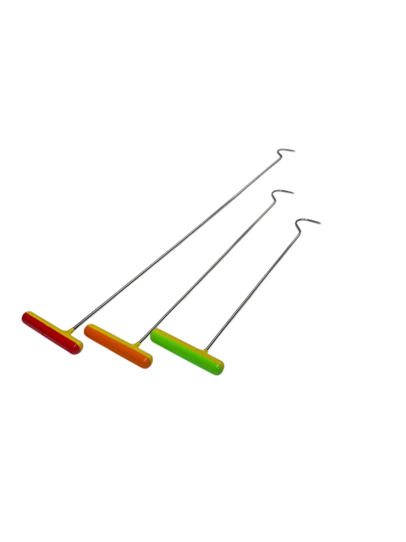 3-piece sharp tip C-bend steel PDR tools for paintless dent repair, showcasing the rods' design and details.