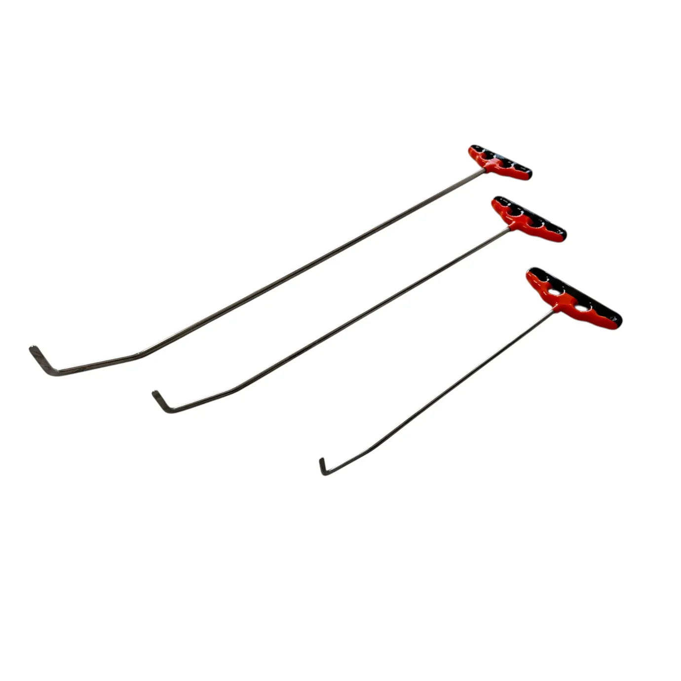 Double and single bend round tip steel PDR tools for paintless dent repair by Auto Equipment International.