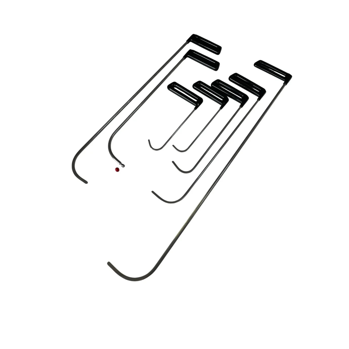 7-piece dent repair rod set with black grip handle, 5–8mm shafts, and lengths ranging from 20 to 75cm.