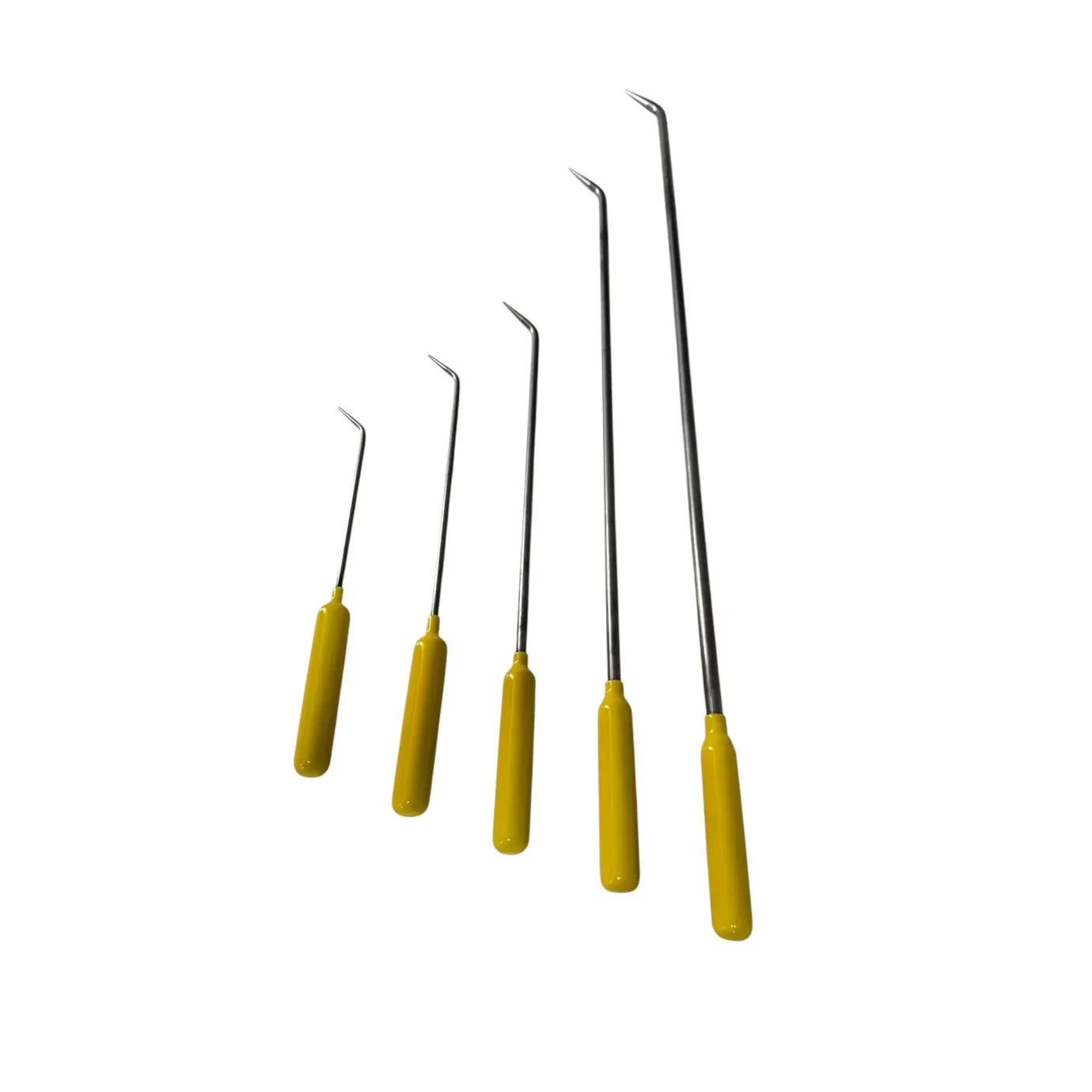 5-piece precision dent rod set with sword grip handle and sharp tapered tip by Auto Equipment International.