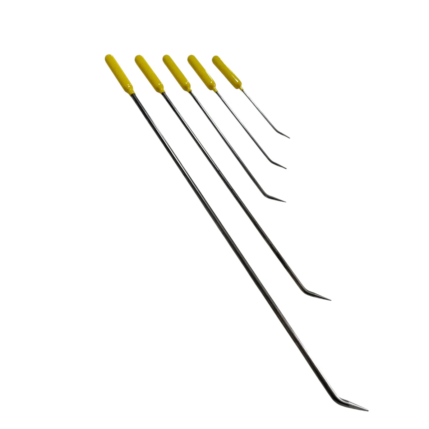 5-piece precision dent rod set with sword grip handle and sharp tapered tips by Auto Equipment International.