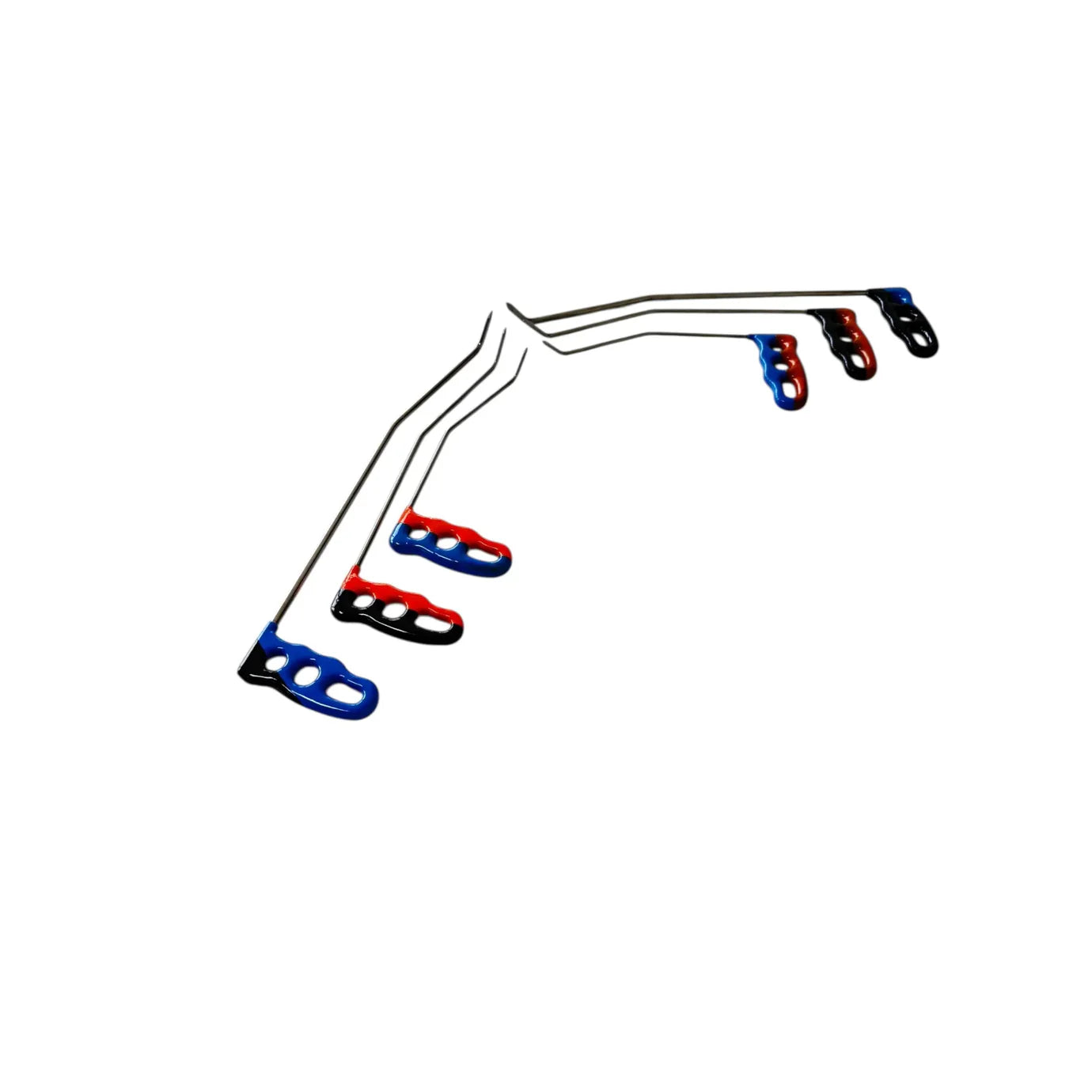 6-piece sharp tip double bend steel PDR tools by Auto Equipment International for paintless dent repair.